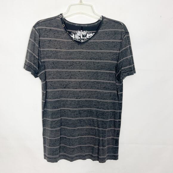 Helix Men's Striped Sun Washed Gray T-Shirt Size Small - Picture 1 of 7